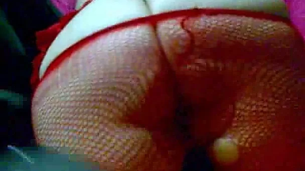 Phat bubble butt of my Latina whore wife in red fishnet stockings