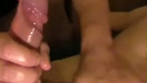 Sizzling brunette harlot massages my cock and sucks it