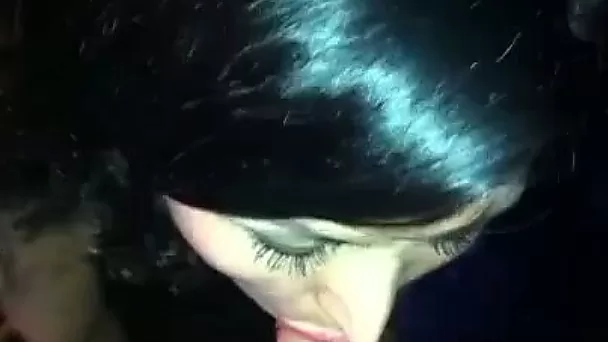 Brunette hoe with pierced tongue sucks my schlong devotedly
