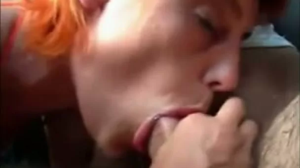 Insatiable redhead whore enjoys sucking my dick in a car