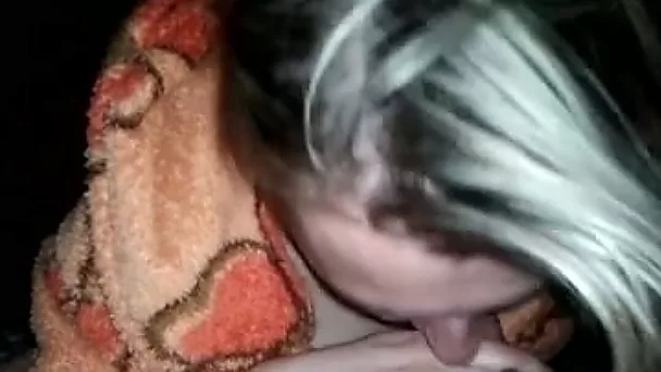 My blonde wife wearing bathrobe sucks my wang in POV video