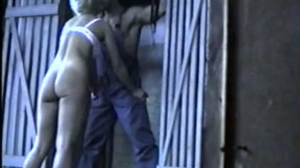 Short haired blonde curvy MILF loves some femdom games in the shed