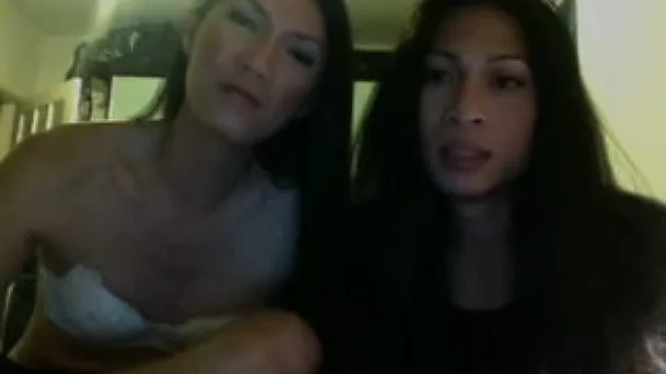 Two nasty Asian tranny bimbos seduce and dominate a guy