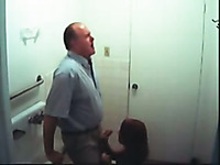 Hidden cam clip with a bitch sucking my boss's prick in the bathroom