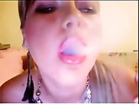 Blonde enchantress smokes a cig and teases with her lips and tongue