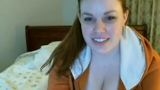 Redhead BBW teen toys her pussy to orgasm in webcam solo