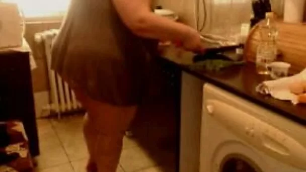 Fat brunette milf aka my ex bedmate smears her tits with cream