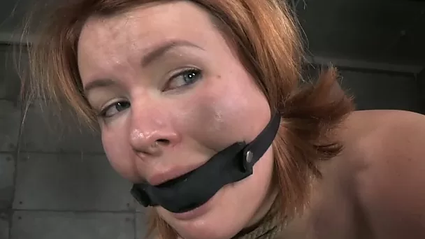 Fixed in werid position submissive light haired nympho gets face fucked