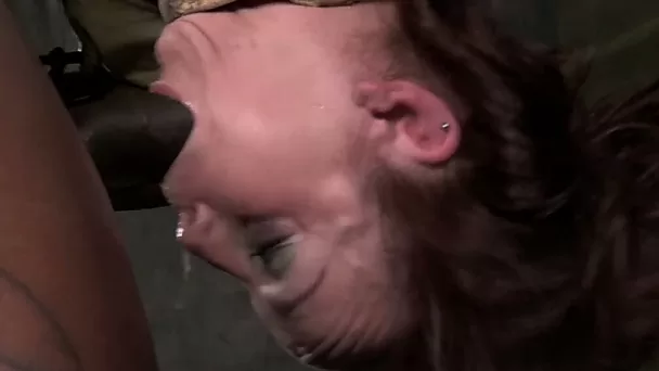 Lusty big breasted nympho in straight jacket is treasted in weird BDSM way