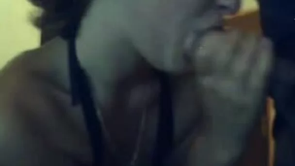 Horny whore shows her blowjob skills to me in front of a webcam