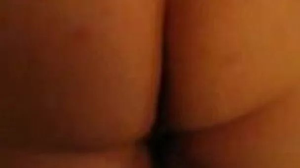 Gently poking puffy anus of my wife from behind and she likes that