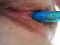 Stimulating my delicious hairy pussy with new blue egg vibrator