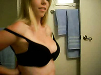 Friend's hot blonde girlfriend's selfie - striptease and masturbation