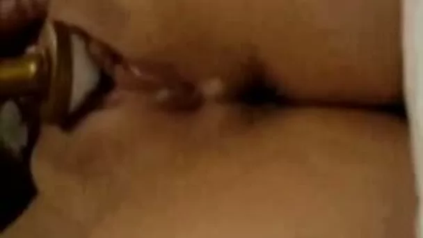 My sensual 18 yo girlfriend plays with dildo and reaches creamy orgasm