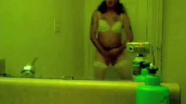 Crossdressing perv jerks off on his self taped homemade video