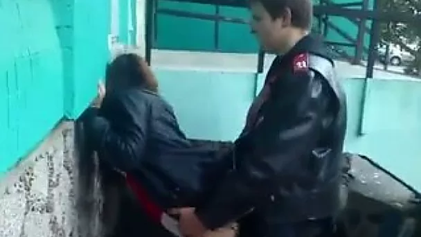 My buddy fucks a whore's cunt from behind in the street