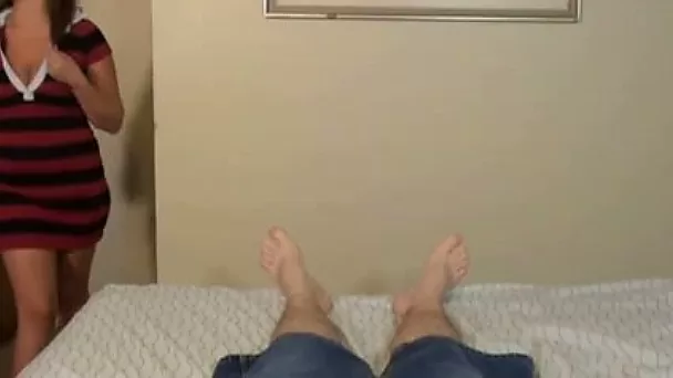 My busty pigtailed wife oils and massages my hard prick