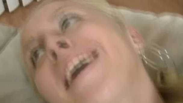 Adrianna the fair-haired hottie moans loudly during doggystyle sex