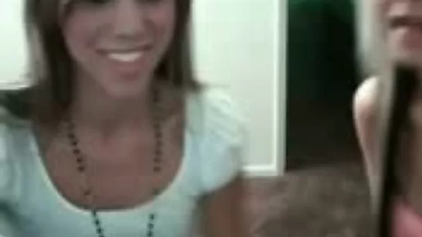 Cute white college bimbos undress together on webcam