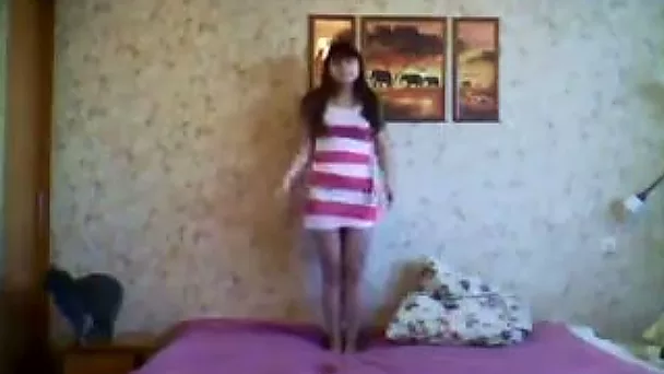 Busty amateur sweetheart thinks she is a skillful stripper