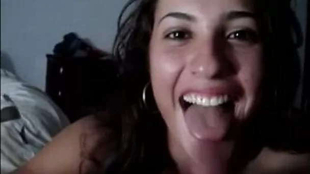 Playful girlfriend with beautiful eyes wants to eat cum
