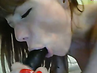 Filthy ginger girl on webcam penetrates herself so deep