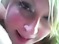 British chubby wife takes a load of cum on her face
