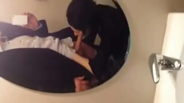My cute brunette hot wife blowing my dick in the toilet