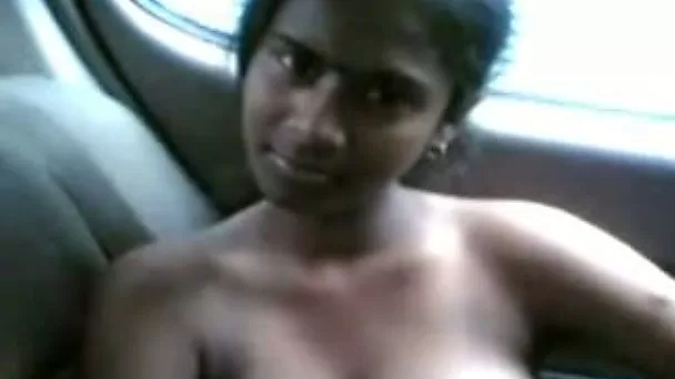 My dark skin young Indian girlfriend in my car naked