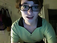 Skinny nerdy white girl on webcam stripteases comfortably