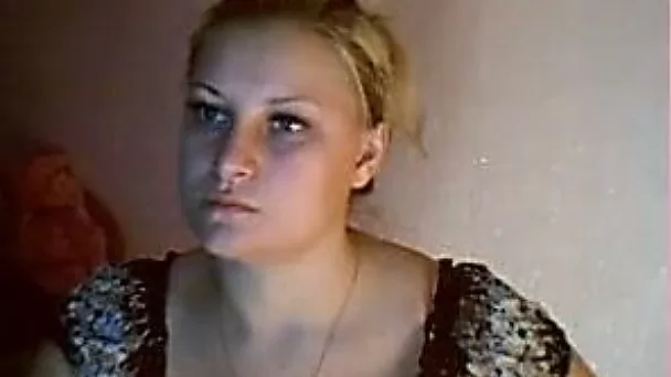Blonde PAWG cutie on webcam stripteases completely