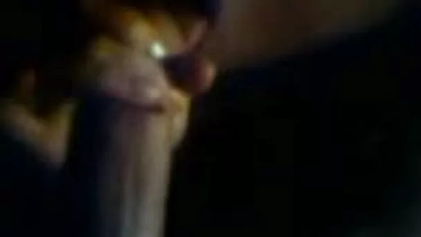 Adorable and horny teen slut blowing my cock in the dark