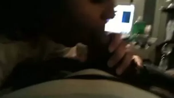 Getting sloppy nice head from curly haired voluptuous black girl