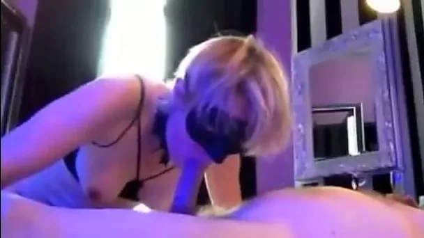 My masked light haired wifey just loves blowing my sloppy prick