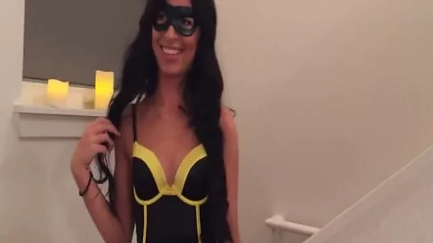 My GF puts on her superhero costume and asks me to fuck her
