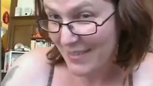 Short haired mature nerdy bitch flashes her ugly tits and huge ass