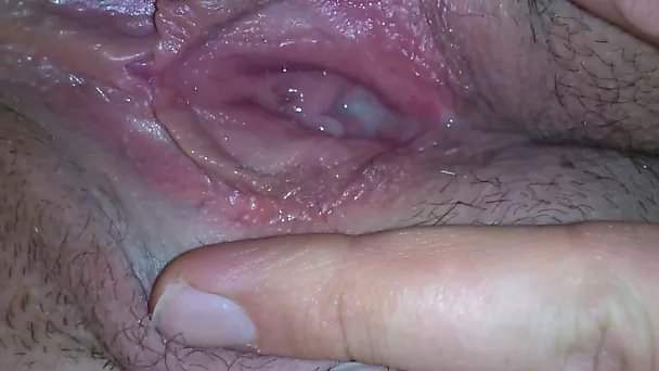 My kinky wifey exposes her soaking pink and bit hairy pussy