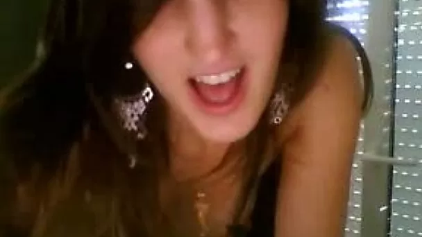 Cheerful and sexy brunette white girl is happy to be naked