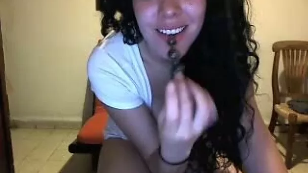 Busty black head greedily fucks her own pussy with toy for me