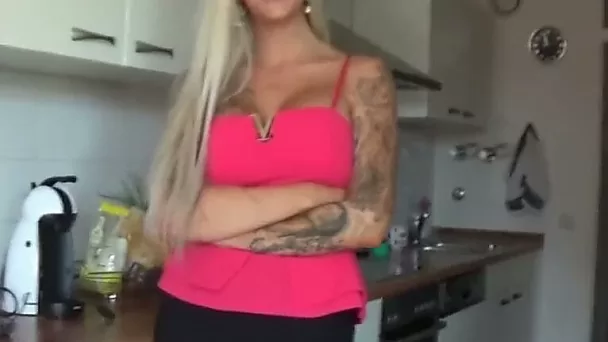 Stunning tattooed blonde fucked hard
