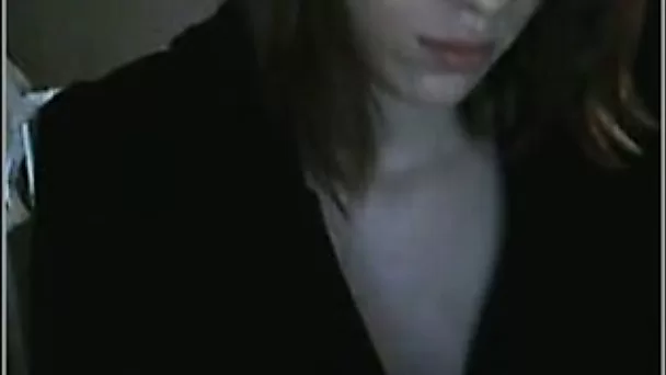 Dark haired happy and slutty cam nympho flashed and played with her tits