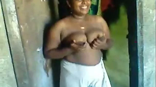 Happy Indian amateur couple having shy fun on cam