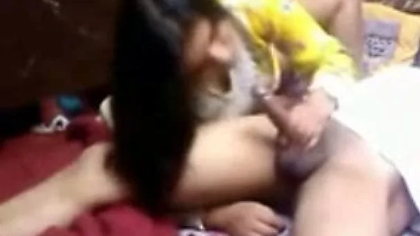 Passionate and hot Indian lady greedily sucking dick of her lover
