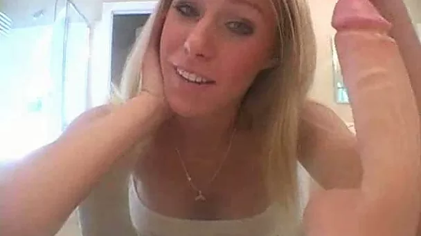 Cute blonde webcam babe learns how to blow by deepthroating dildo
