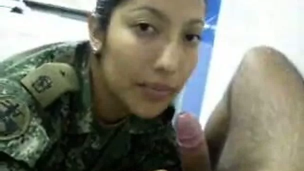 Dark skinned military chick from Israeli army gives me head