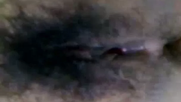 Enormous cock of her husband stretches her hairy twat