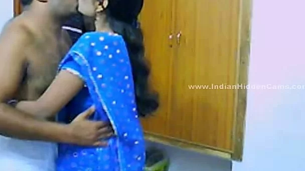 Beautiful Indian wifey in saree teased by her mature hubby