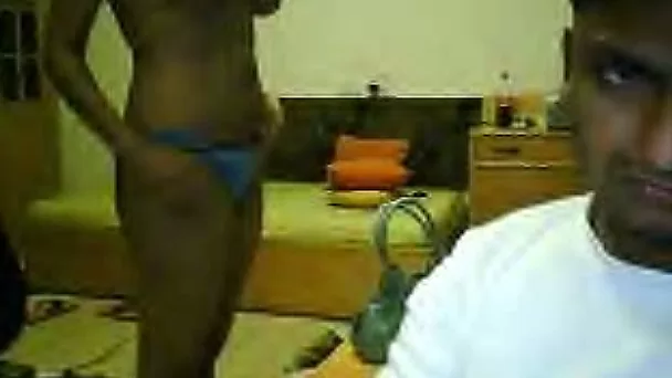 Busty and hesitant dark skin chick and her boyfriend