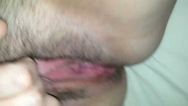 I love fingering a bit hairy pussy of my kinky amateur wifey
