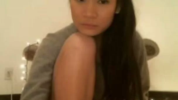Straight haired Asian brunette loves to finger her wet pussy for me